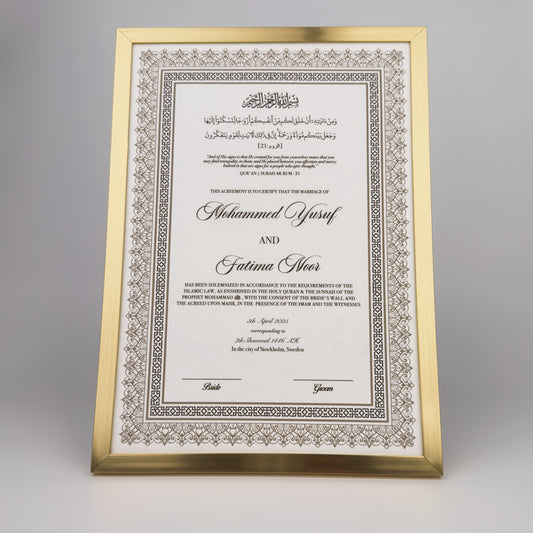 Lyxig Nikkah Certifikat - Mawaddah