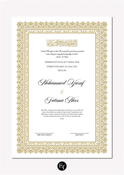 Lyxig Nikkah Certifikat - Harmony