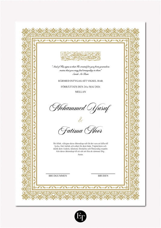 Lyxig Nikkah Certifikat - Harmony