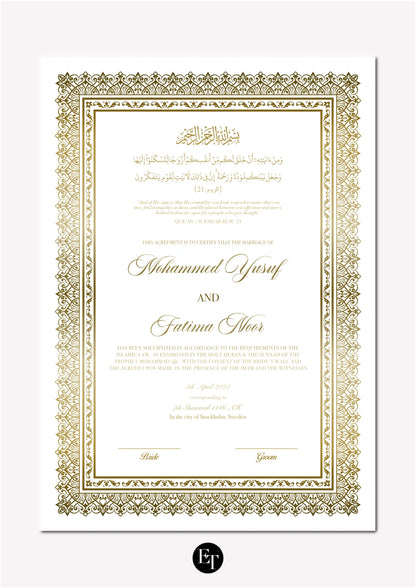 Lyxig Nikkah Certifikat - Harmony (Folierad)