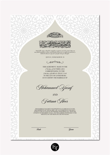 Lyxig Nikkah Certifikat - Masjid (flowers)