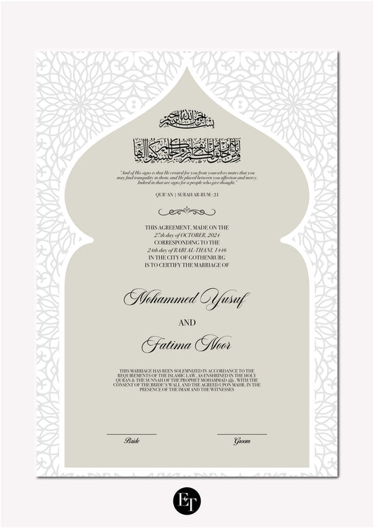 Lyxig Nikkah Certifikat - Masjid (flowers)