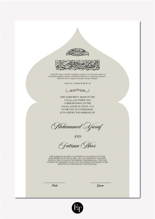 Lyxig Nikkah Certifikat - Masjid