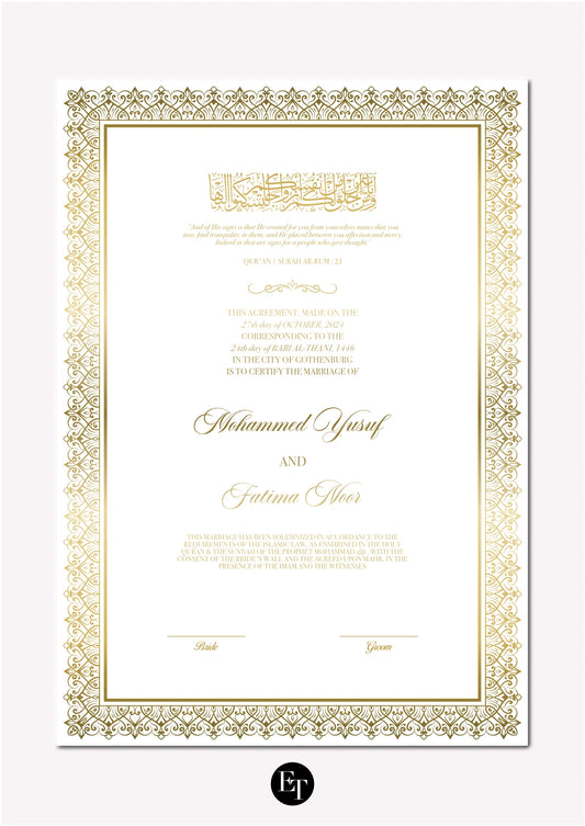 Lyxig Nikkah Certifikat - Mawaddah 3 (Folierad)