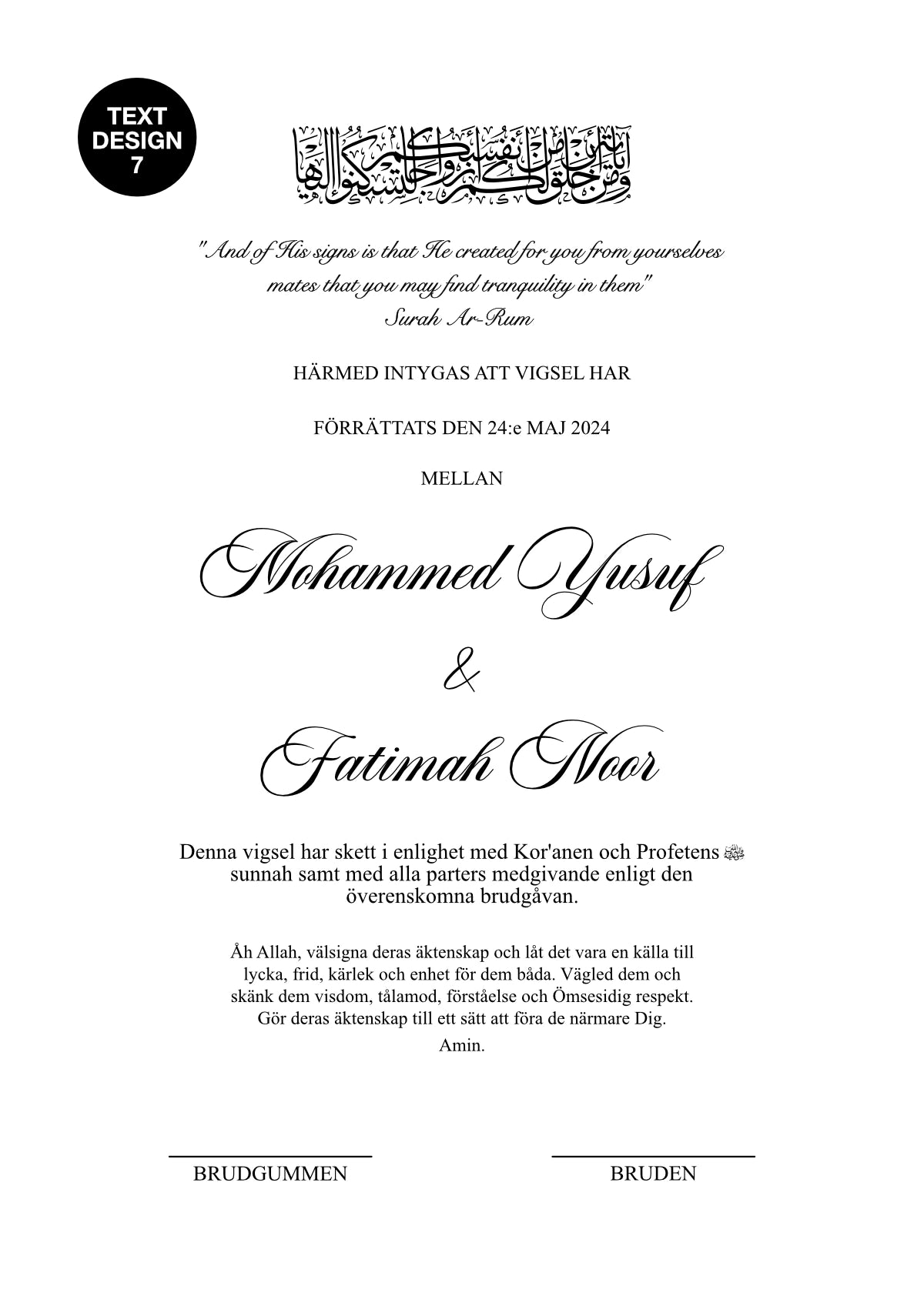 Lyxig Nikkah Certifikat - Masjid