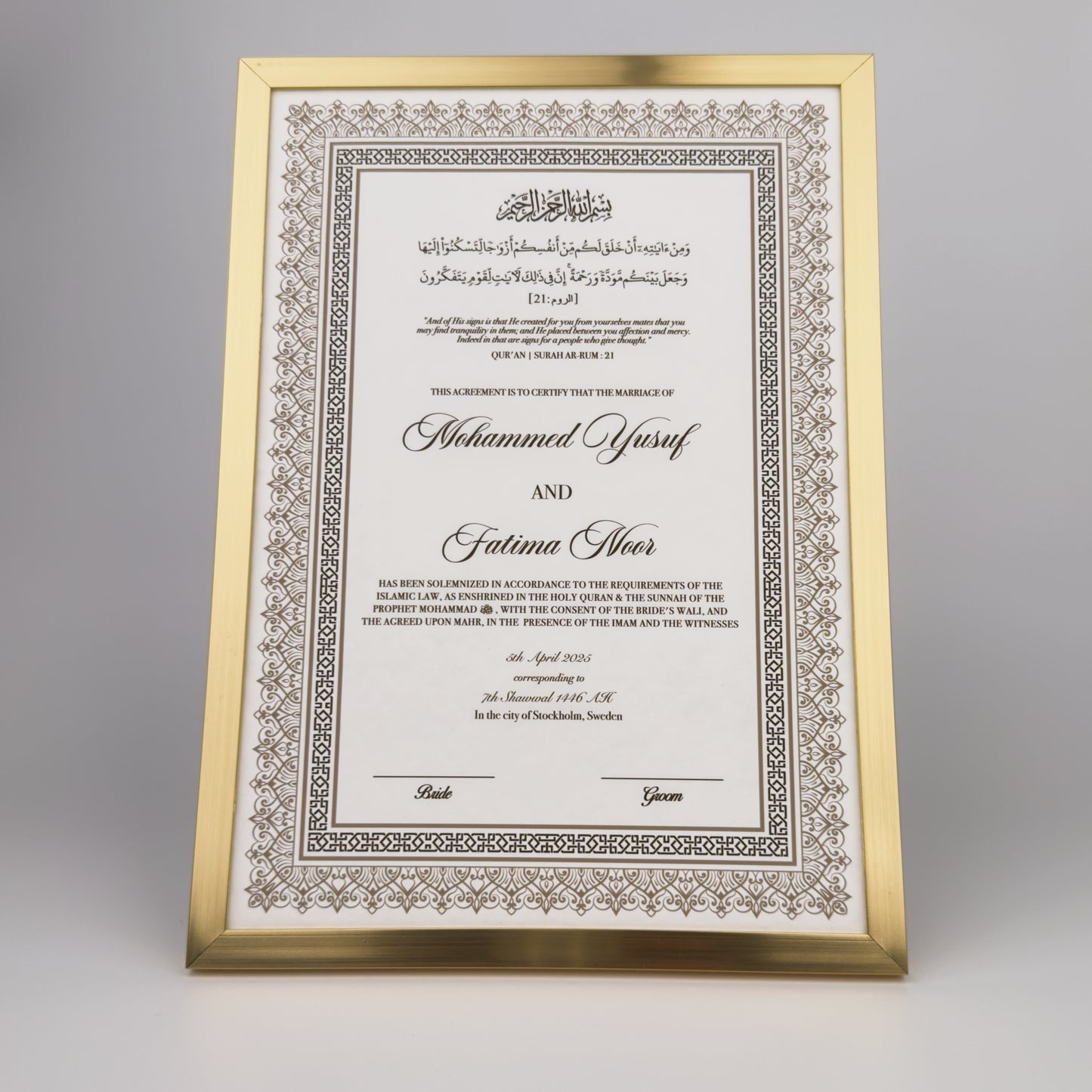 Lyxig Nikkah Certifikat - Mawaddah