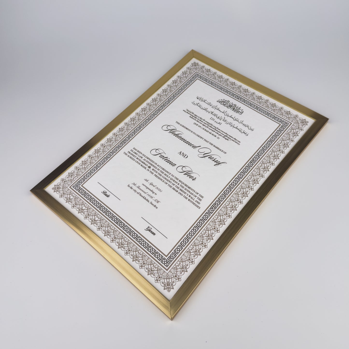 Lyxig Nikkah Certifikat - Mawaddah