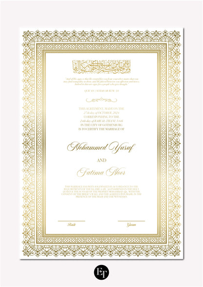 Lyxig Nikkah Certifikat - Mawaddah 2 (Folierad)