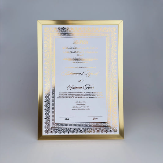 Lyxig Nikkah Certifikat - Mawaddah (Folierad)