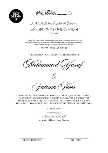 Lyxig Nikkah Certifikat - Harmony
